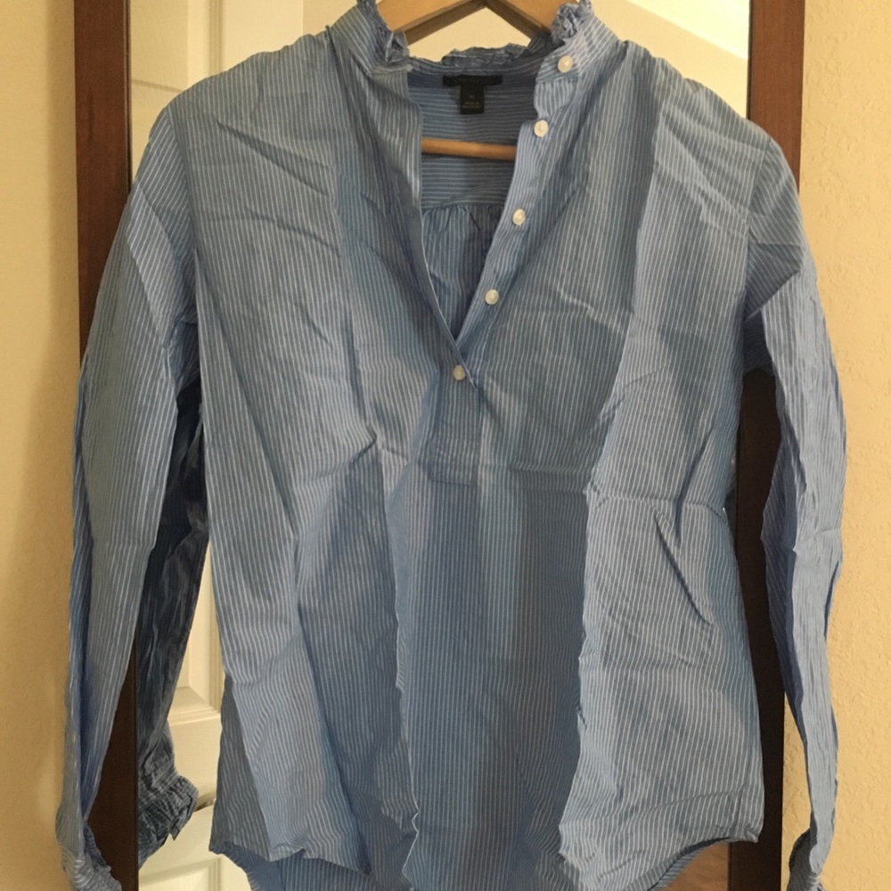 Like New Ann Taylor Striped Shirt with Ruffles